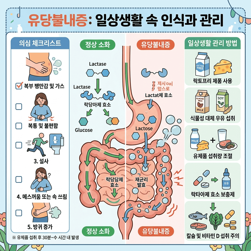 유당불내증 의심 증상 체크리스트, 우유 먹고 배탈 나는 이유와 확인법