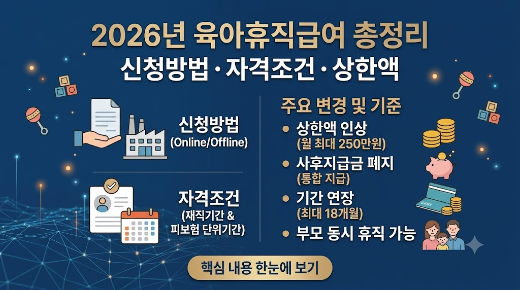 2026년 육아휴직급여 신청방법 및 자격조건 상한액 총정리