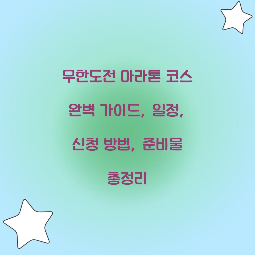 무한도전 마라톤 코스