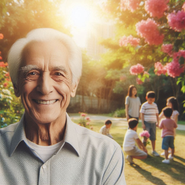 밝은 미래의 노인 사진