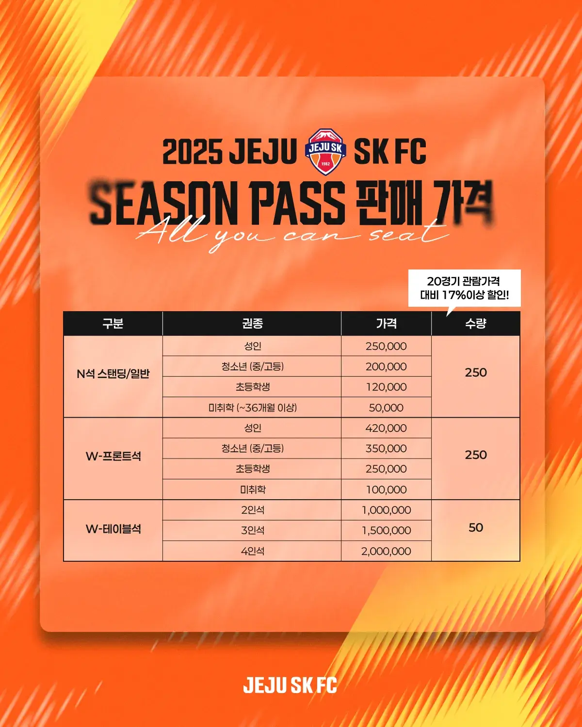 제주SK FC 2025시즌 시즌권(시즌패스) 가격, 혜택, 구매기간 및 구매방법 등 안내