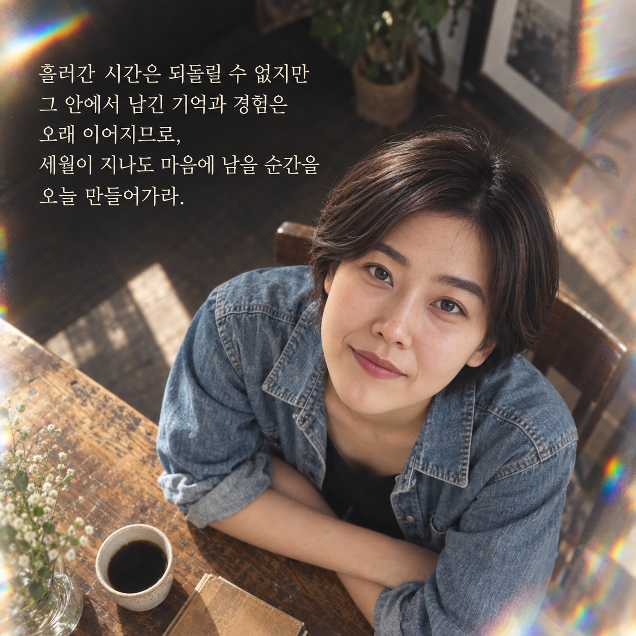 흘러간 시간은 되돌릴 수 없지만 그 안에서 남긴 기억과 경험은 오래 이어지므로, 세월이 지나도 마음에 남을 순간을 오늘 만들어가라.
