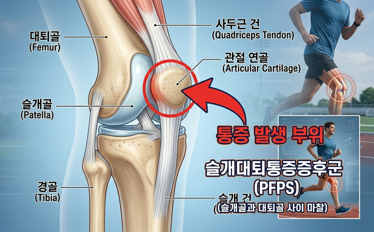무릎 앞쪽 통증 부위 및 원인