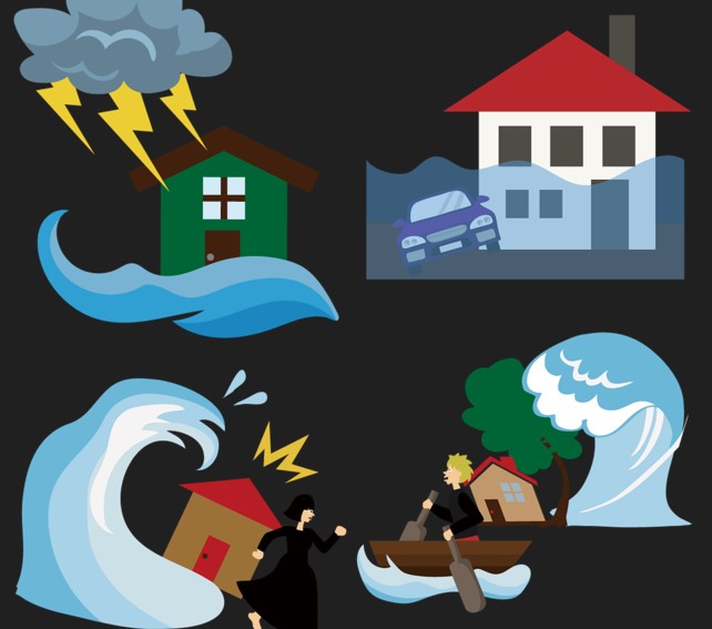 풍수해등 자연재해를 연상하게 되는 그림