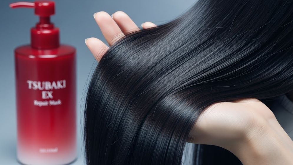 섬세한 손가락으로 부드럽게 만지는 고급스럽고 반짝이는 건강한 모발의 클로즈업