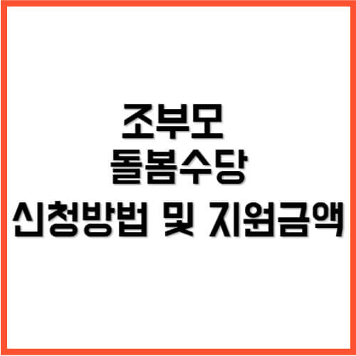 조부모 돌봄수당 신청방법 및 지원금액