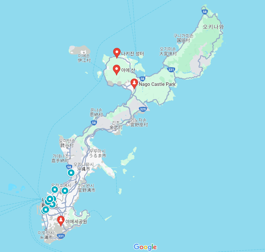 오키나와 벚꽃 명소 지도