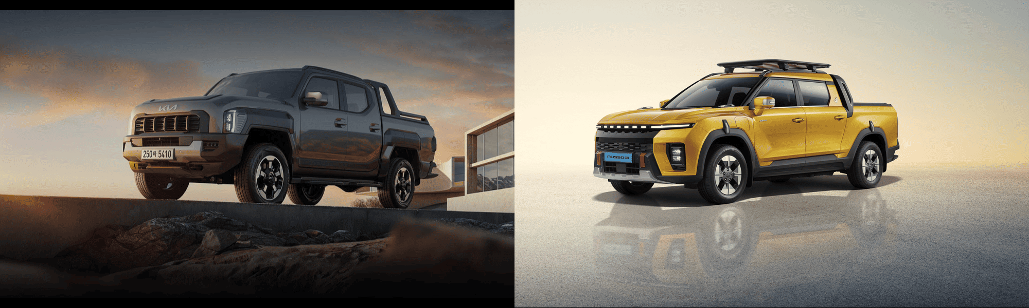 기아 타스만과 KGM 무쏘EV 이미지