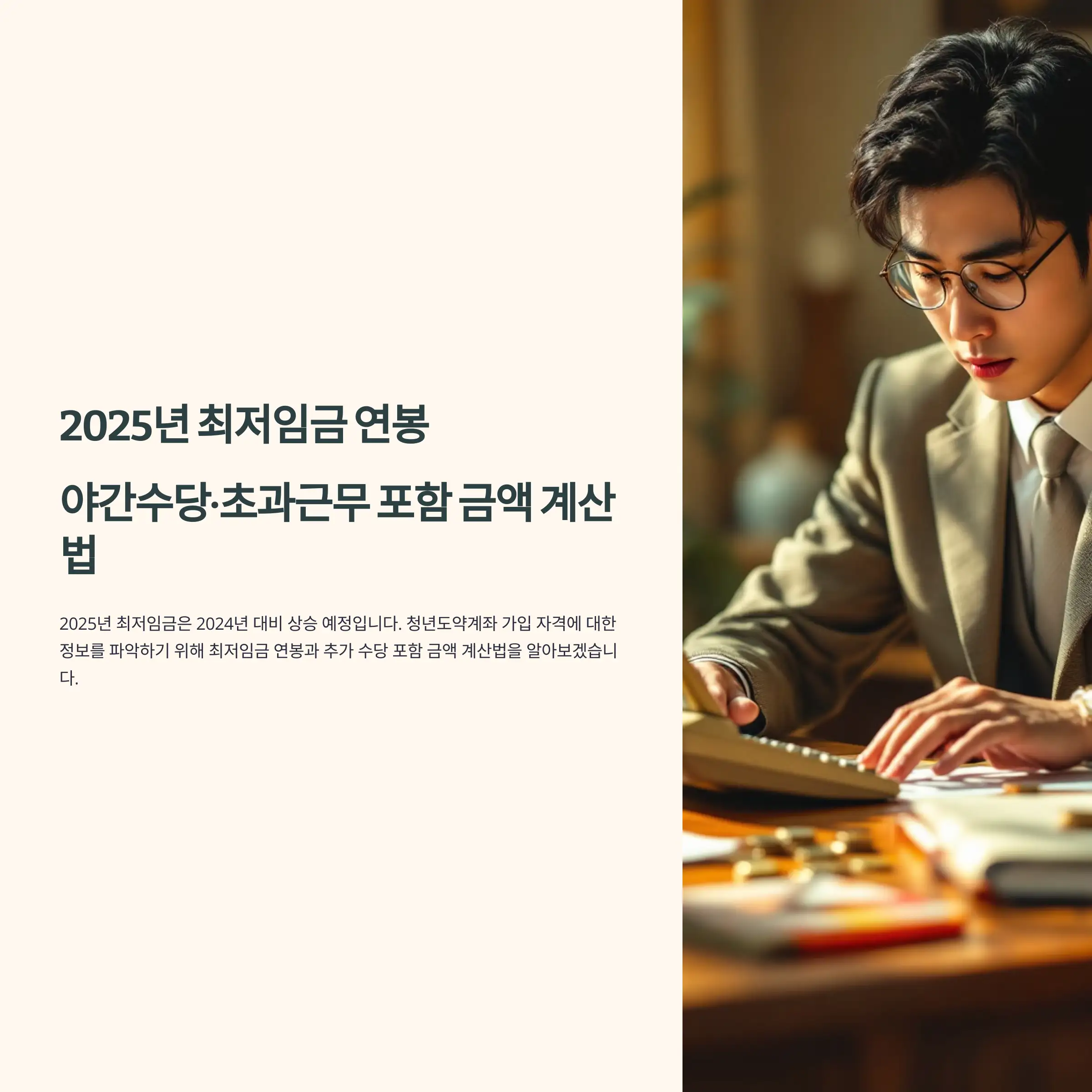 2025년 최저임금 연봉 및 야간수당·초과근무 포함 금액 계산법
