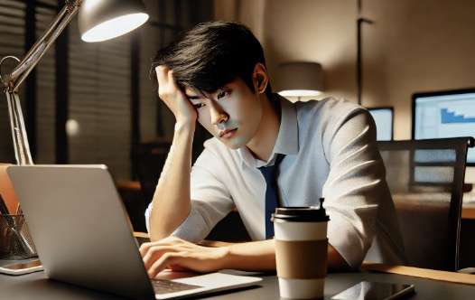 피곤하고 집중력이 떨어진 직장인