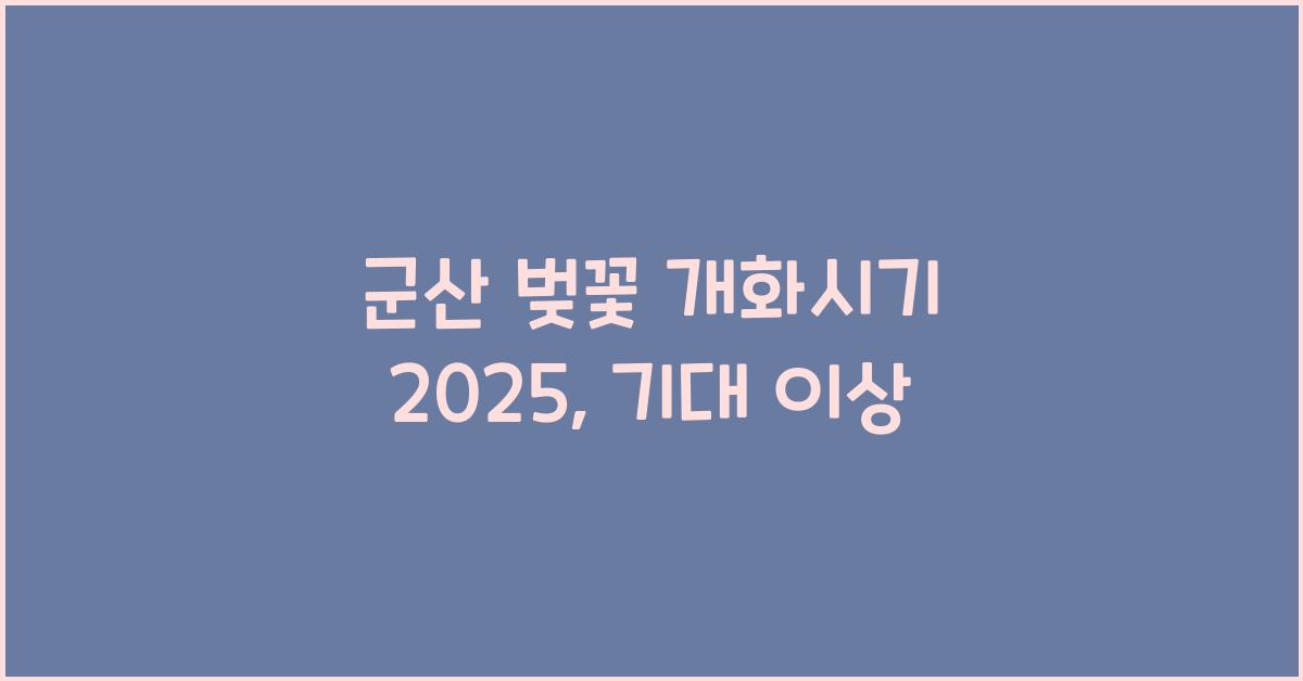 군산 벚꽃 개화시기 2025