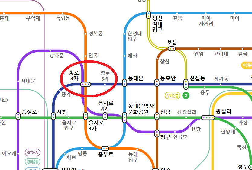 종로 지하철 노선도
