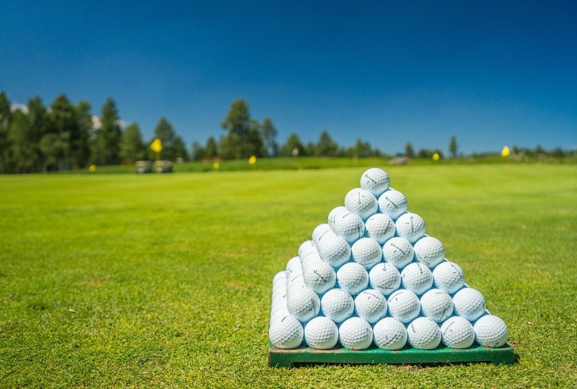 골프 잔디경기장 골프공