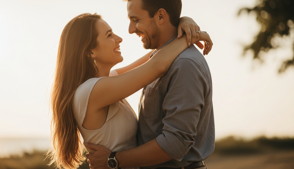 여자와 남자가 포옹하고 있는 이미지