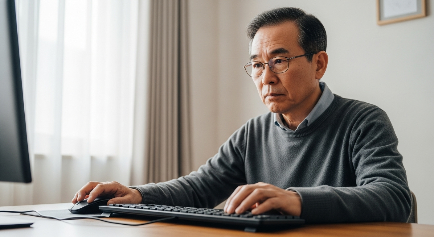 마우스와 키보드 사용을 연습하는 장면