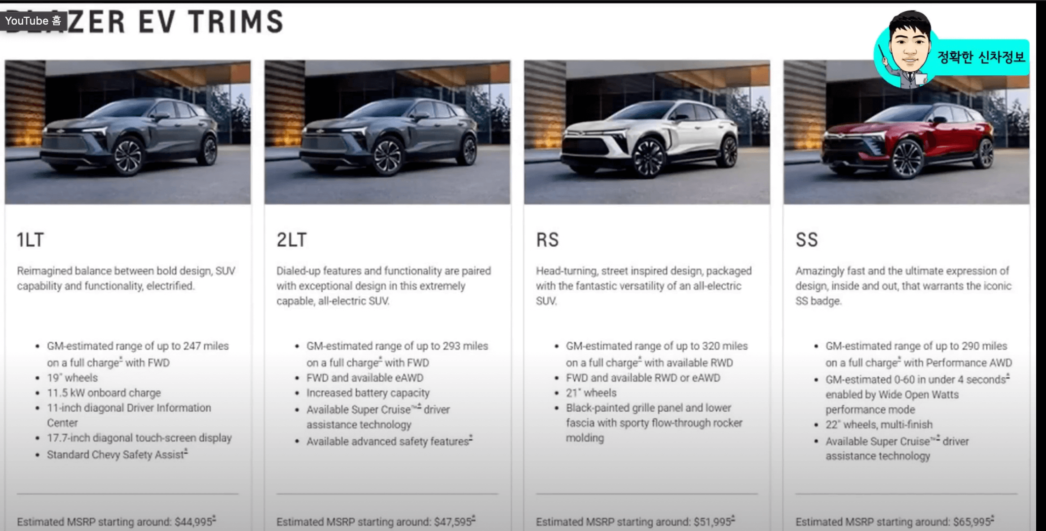 쉐보레 블레이저 ev 트림