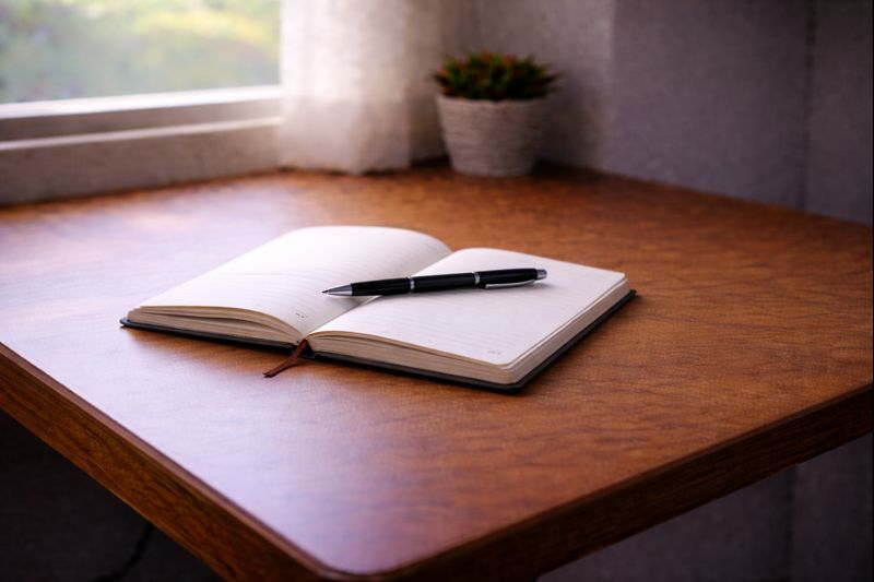 생각을 정리하기보다 잠시 멈추기 위해 기록하는 순간의 책상 풍경