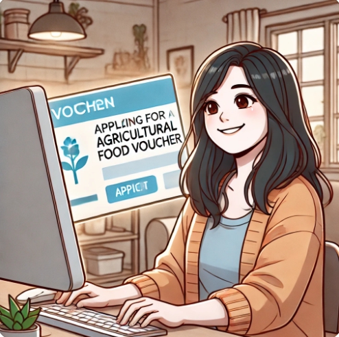 농식품 바우처를 신청하는 모습을 표현한 이미지