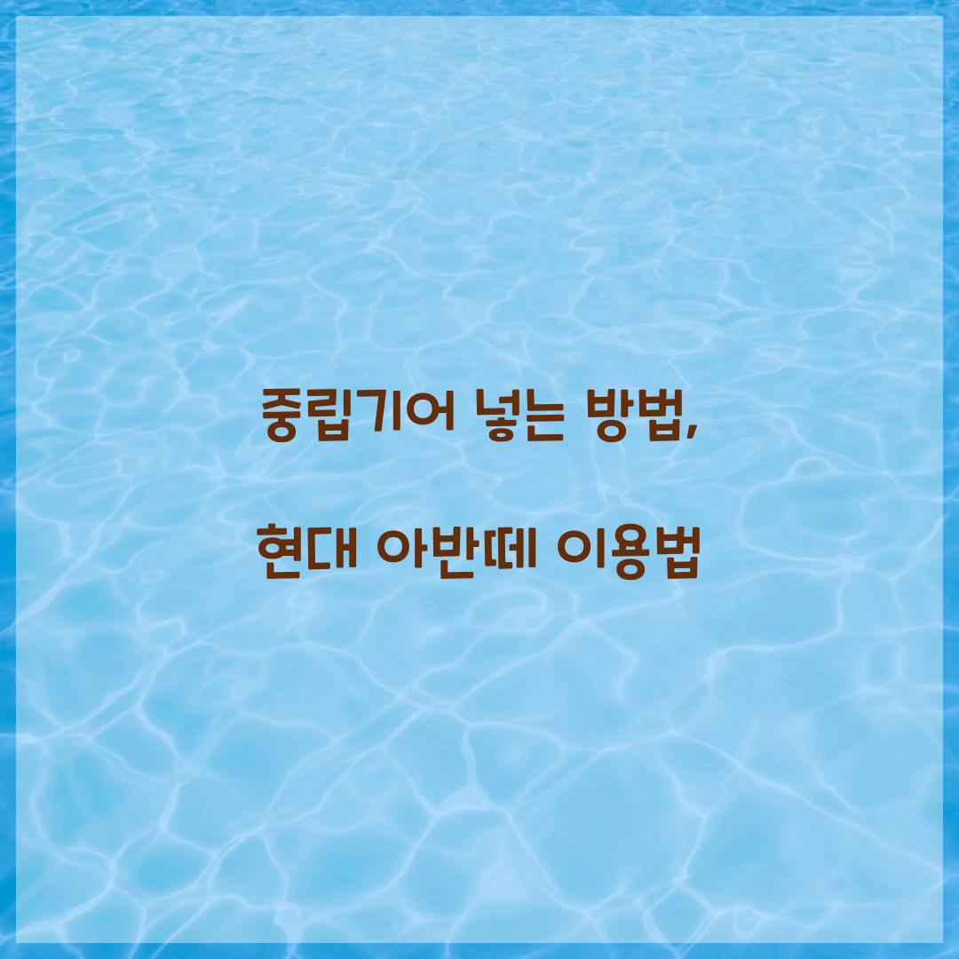 중립기어 넣는 방법