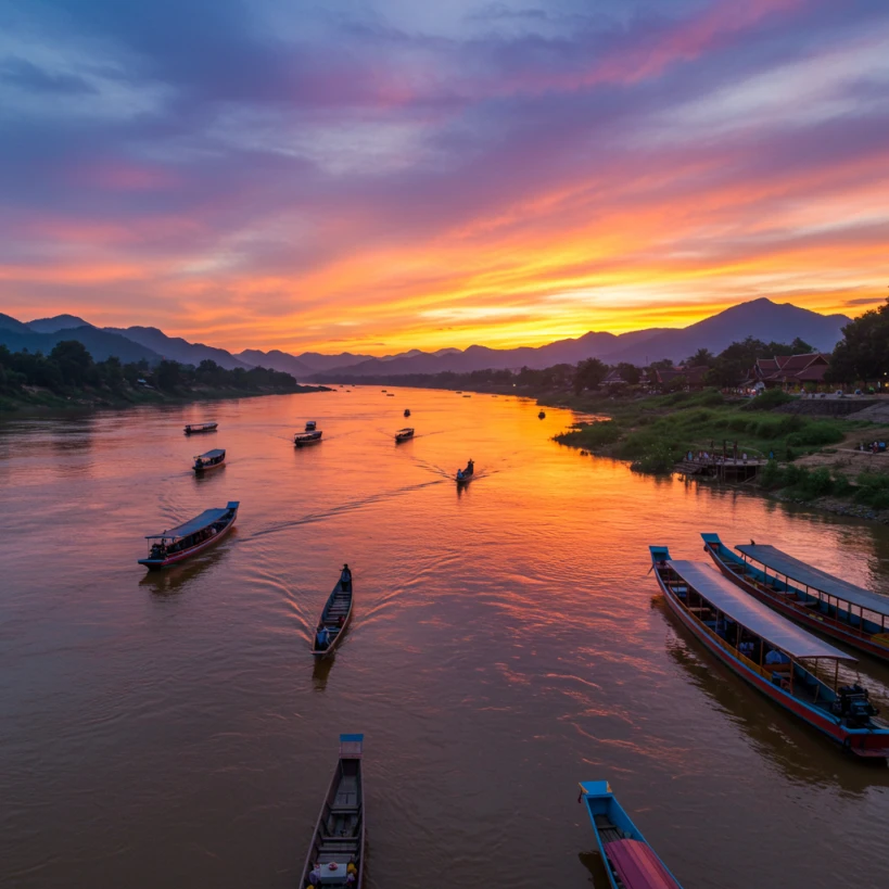 메콩강 선셋크루즈에서 본 풍경