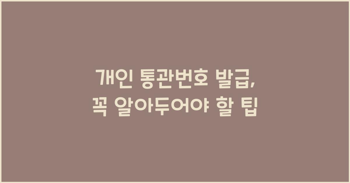 개인 통관번호 발급