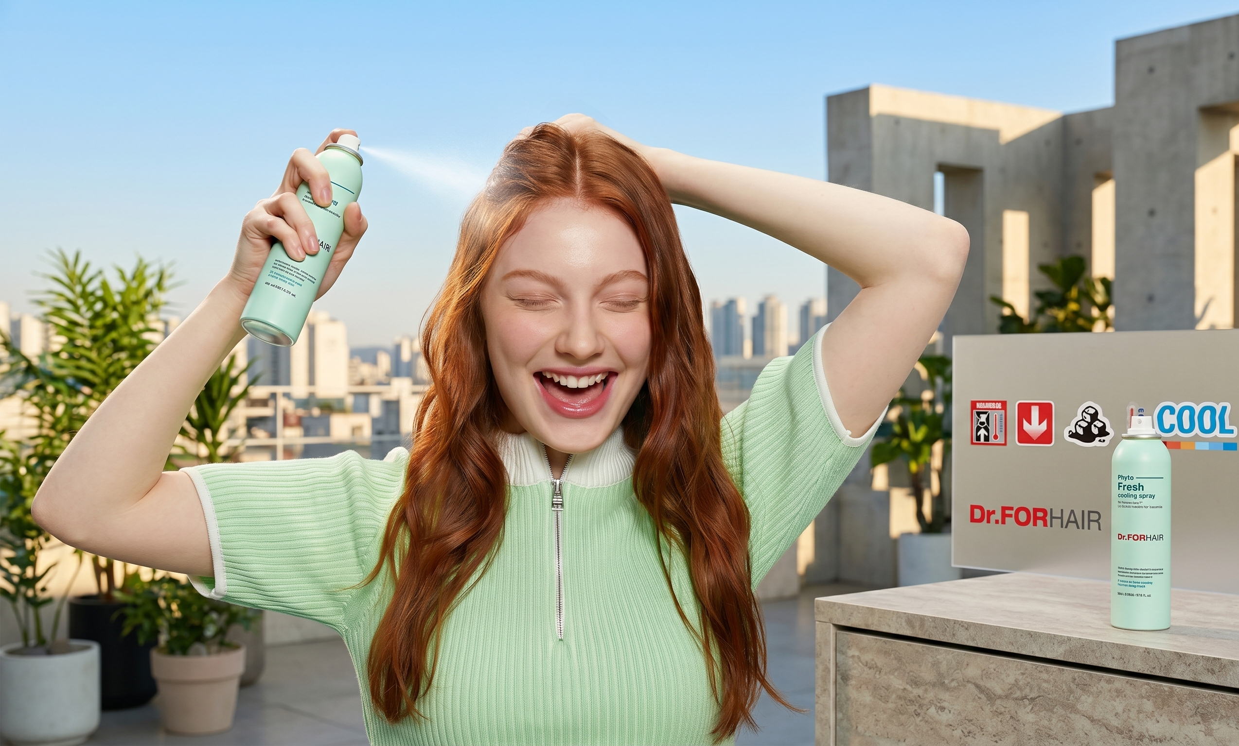 <img src="outdoor-scalp-care-tip.jpg" alt="야외에서 닥터포헤어 쿨링 스프레이를 사용하는 모델의 모습">