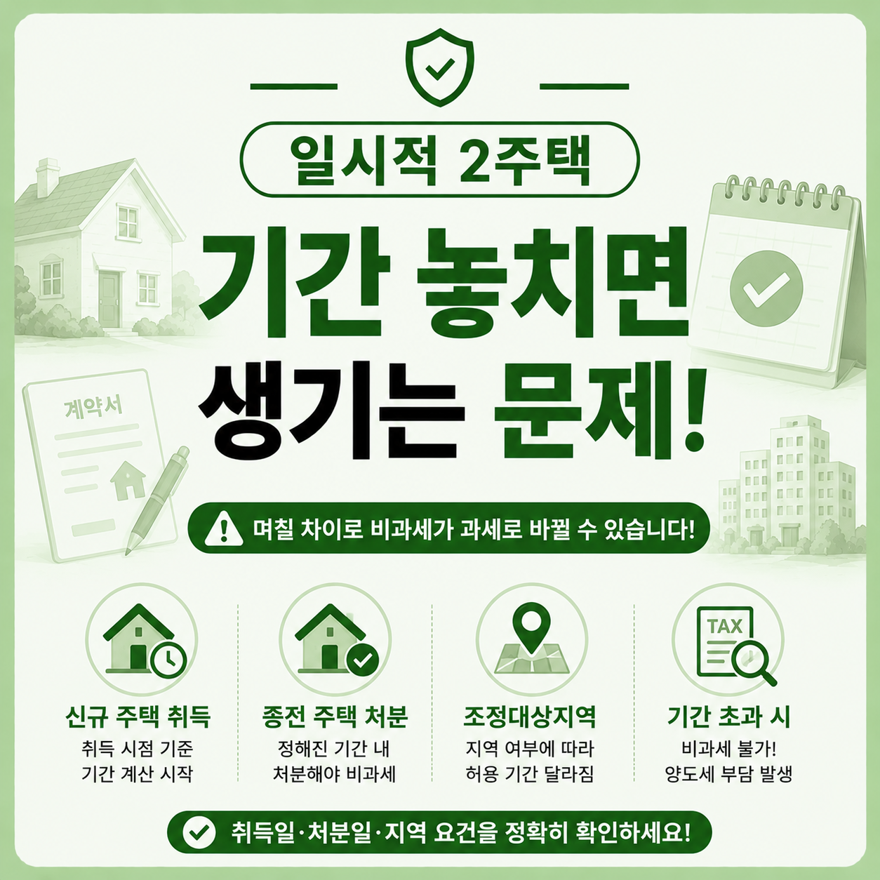 일시적 2주택 처분기한과 비과세 조건을 확인하는 모습