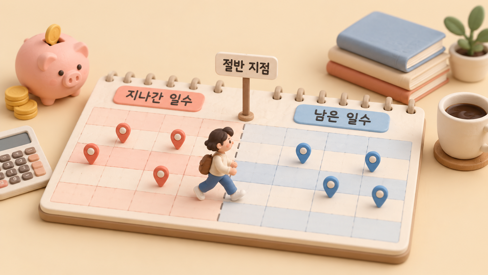 절반 기준 달력 핀