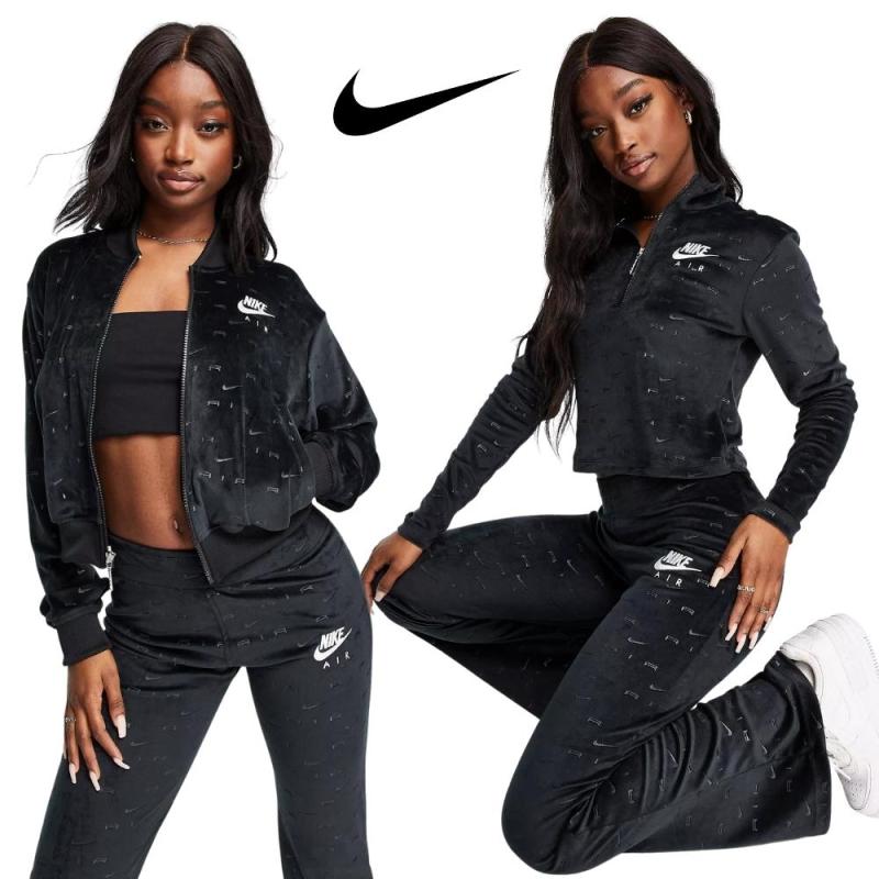 나이키 에어 벨루어 벨벳 트레이닝복 세트 여성 블랙