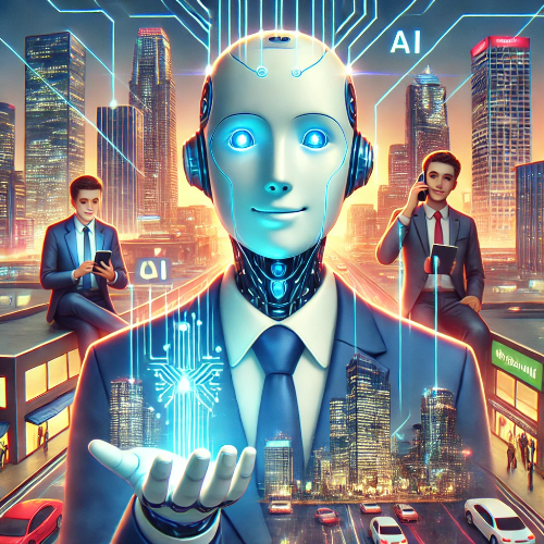 AI가 다양한 스타일의 이미지를 자동으로 생성하는 장면. UI에는 이미지 생성 옵션(색상, 스타일, 크기 등)이 표시되며, 생성된 고품질 AI 이미지가 화면에 나타남