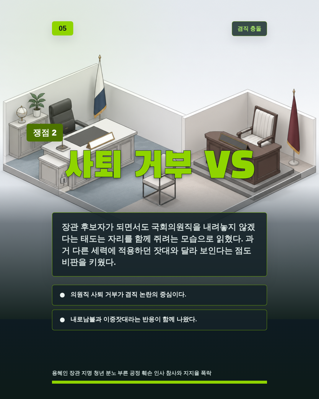 사퇴 거부 VS