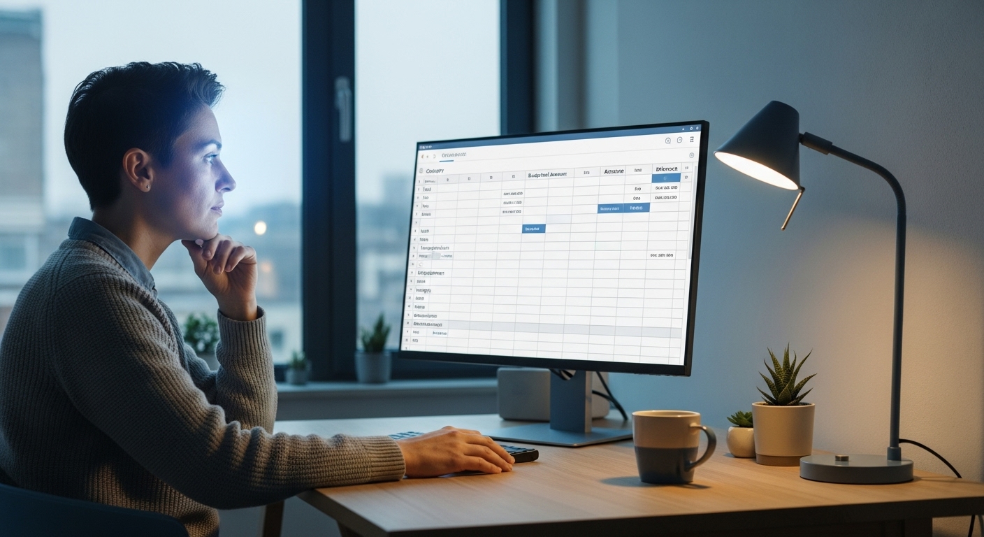 가계부 앱을 보며 소비 내역을 분석하고 있는 사람의 모습. 디지털 가계부로 현명하게 재정을 관리하는 과정을 상징합니다.