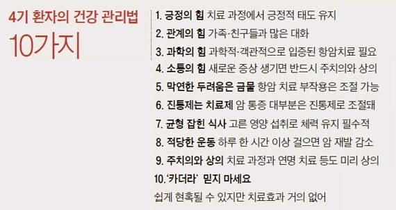 4기 암환자 건강관리법