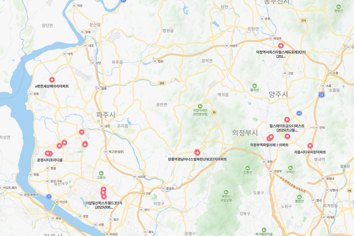 2025년 경기 북부권 의정부 양주 파주 고양 동두천 포천 신축 입주 예정 아파트 물량 정리 부동산