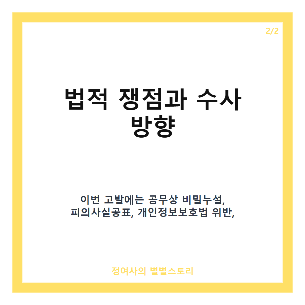 김동아 한동훈 공수처 고발, 비공개 수사 기록 유출 쟁점과 현황 분석 카드뉴스 3