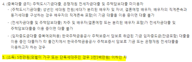 중기청 전세대출 소득조건 3500만