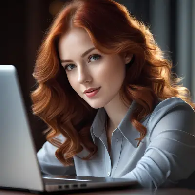 노트북 하는 여자