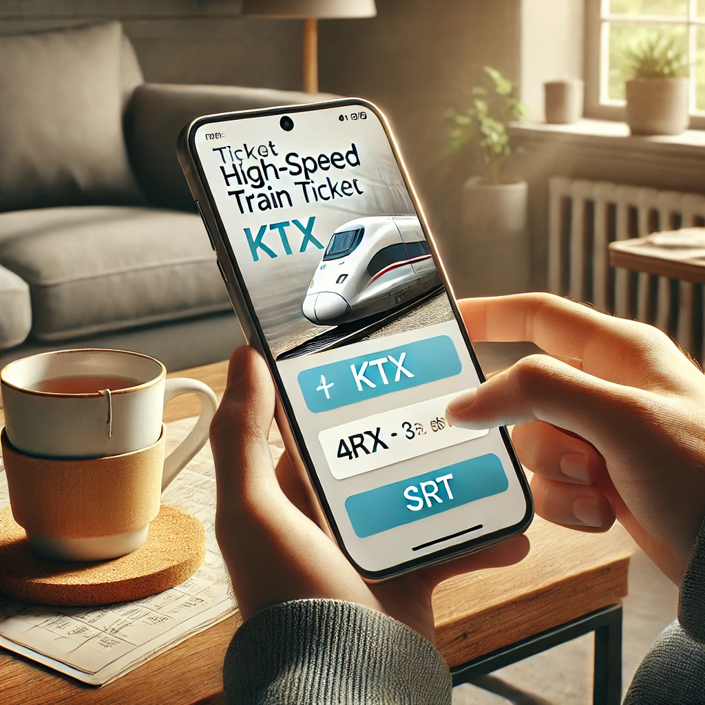 스마트폰 앱으로 고속열차 티켓을 예매하는 모습