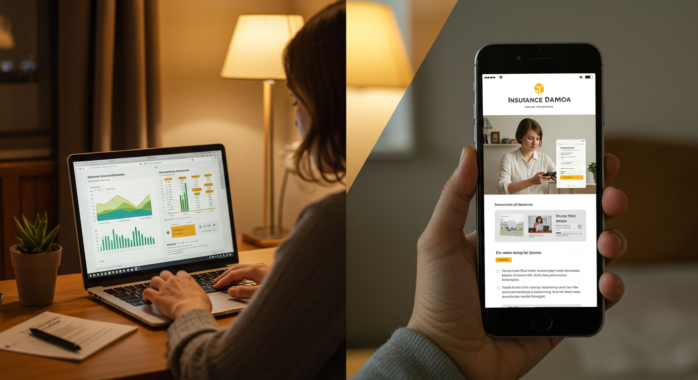 보험 비교표와 보험다모아 사이트를 보는 인물