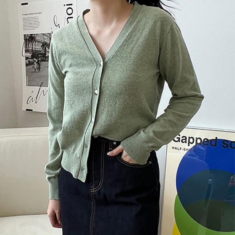 니트 가디건 베이직 브이넥 여대생옷 소프트 가을옷