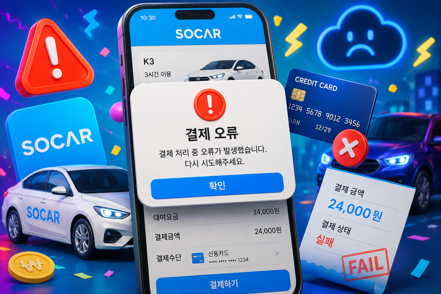 쏘카 결제 오류 해결방법 총정리 미결제금액 카드등록 안됨 원인