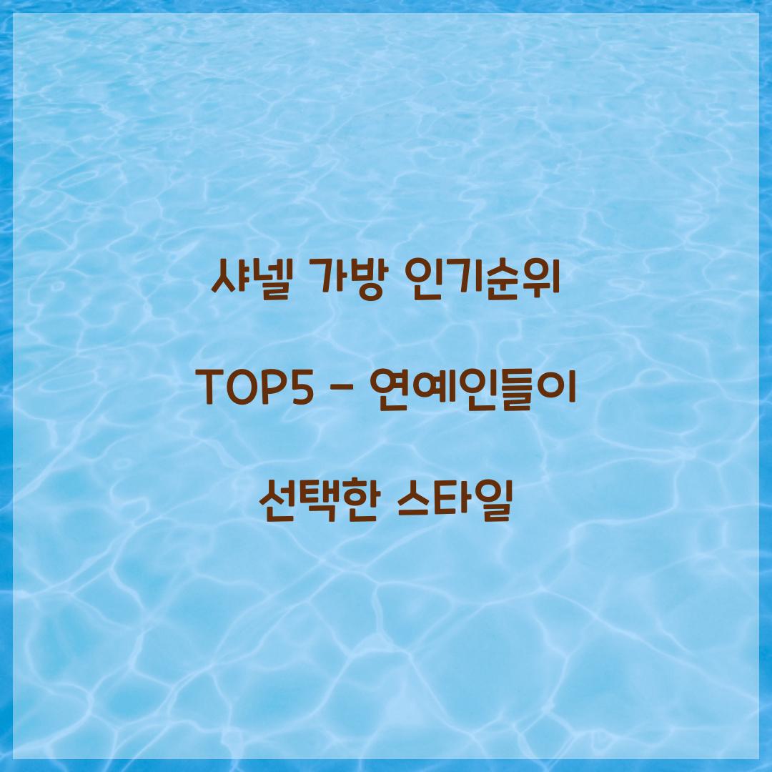 샤넬 가방 인기순위