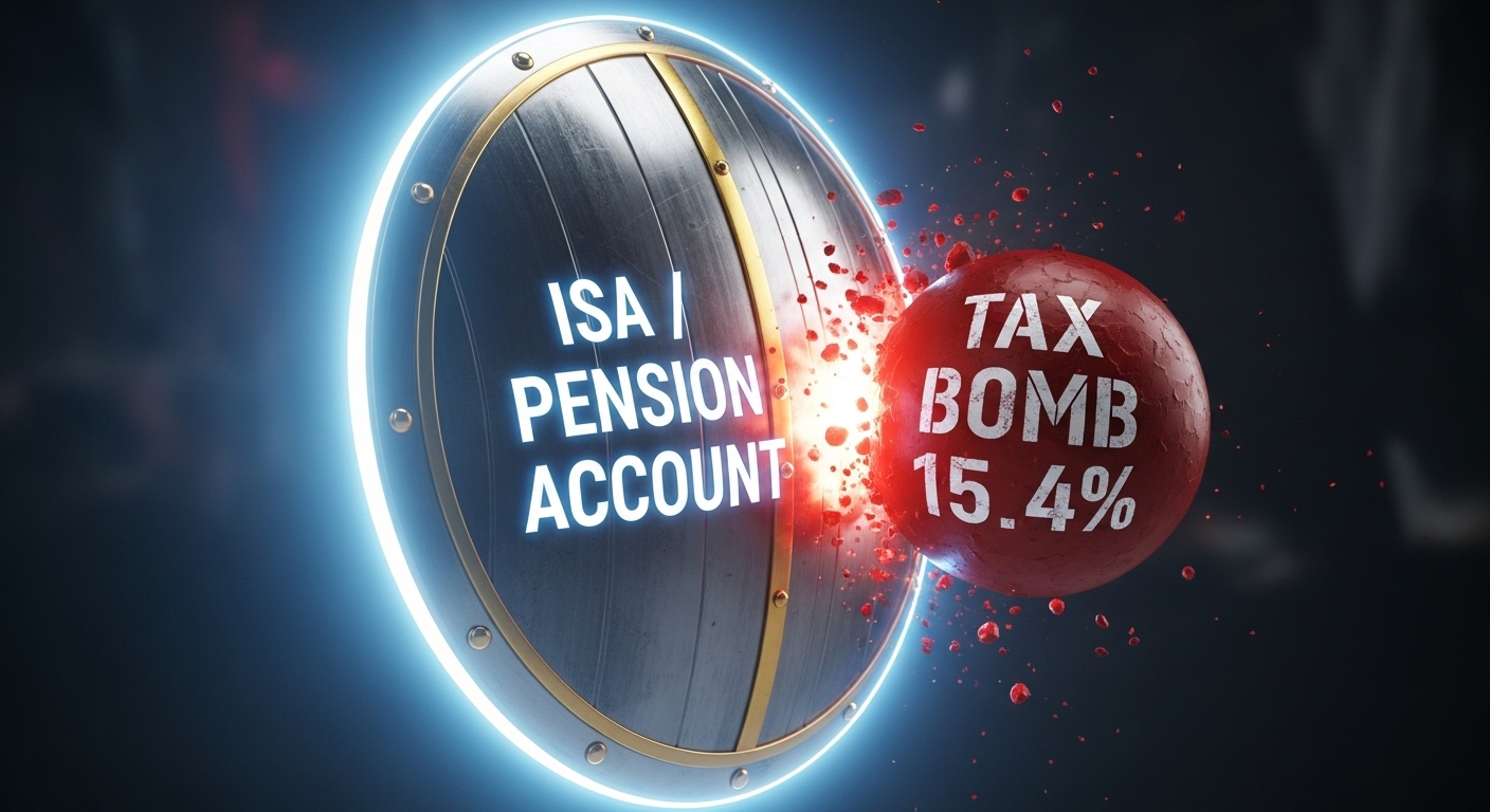 'ISA/연금계좌'라는 강력한 방패가 '세금 폭탄(15.4%)'을 막아내는 이미지