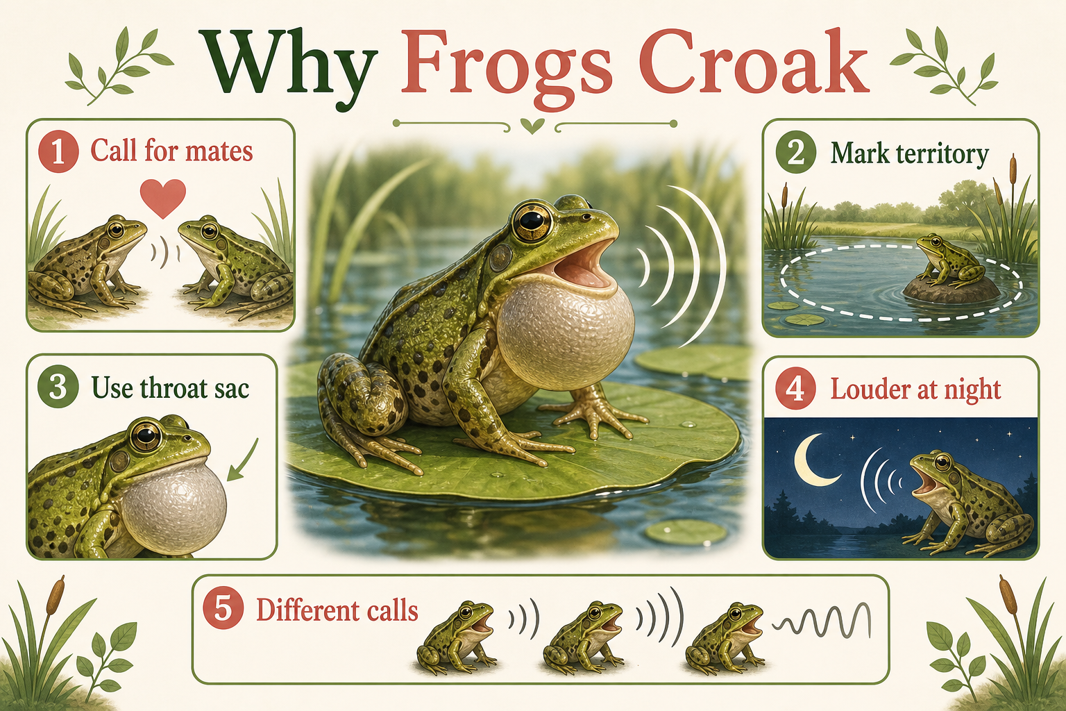 Infographic explaining why frogs croak
