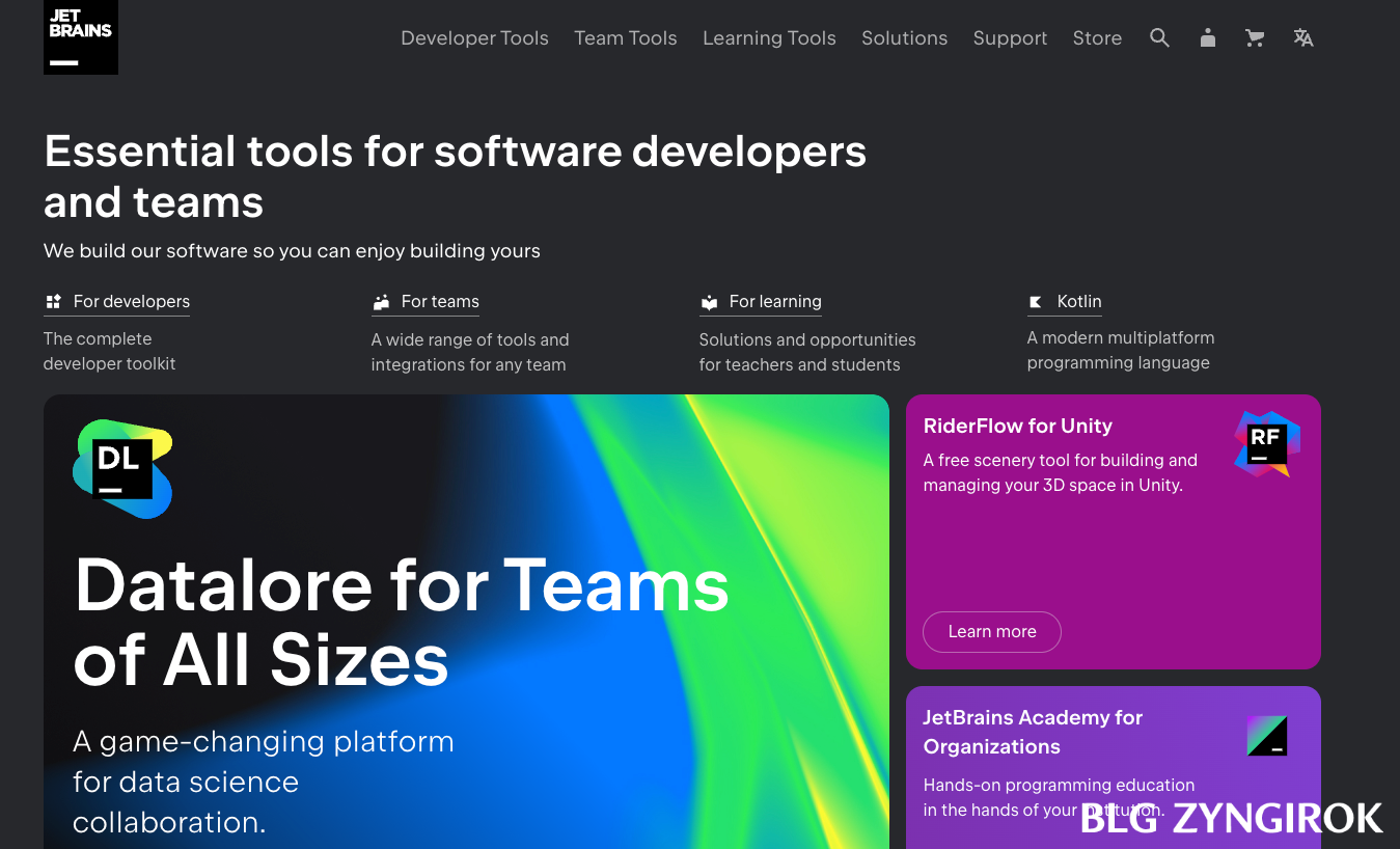 JetBrains-웹페이지-메인-페이지-모습이다.