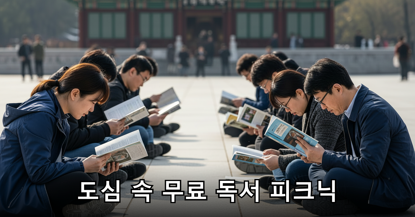 광화문광장에서 독서 삼매경에 빠진 사람들