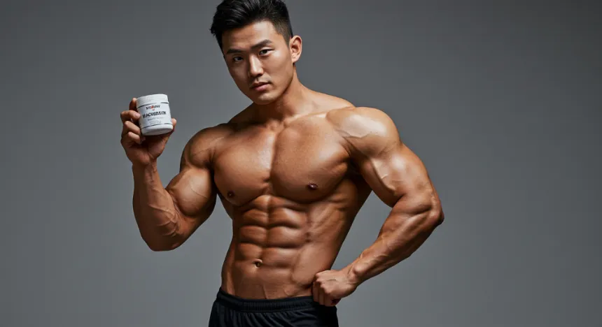 마그네슘 영양제를 손으로 들고있는 남자 이미지