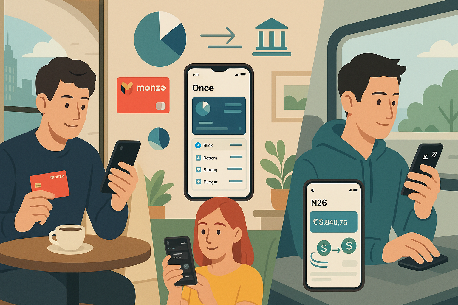 "유럽의 브랜치리스 뱅크, Monzo와 N26"에 대한 이미지입니다.