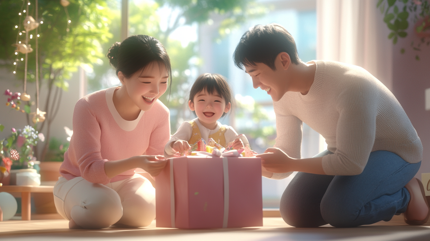 어린이날 선물 추천으로 장난감을 선물받는 아이의 모습