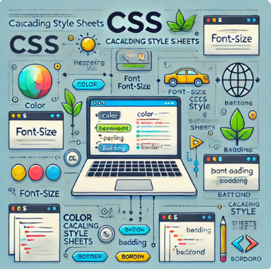 CSS(Cascading Style Sheets)의 역할과 속성들을 설명하는 이미지